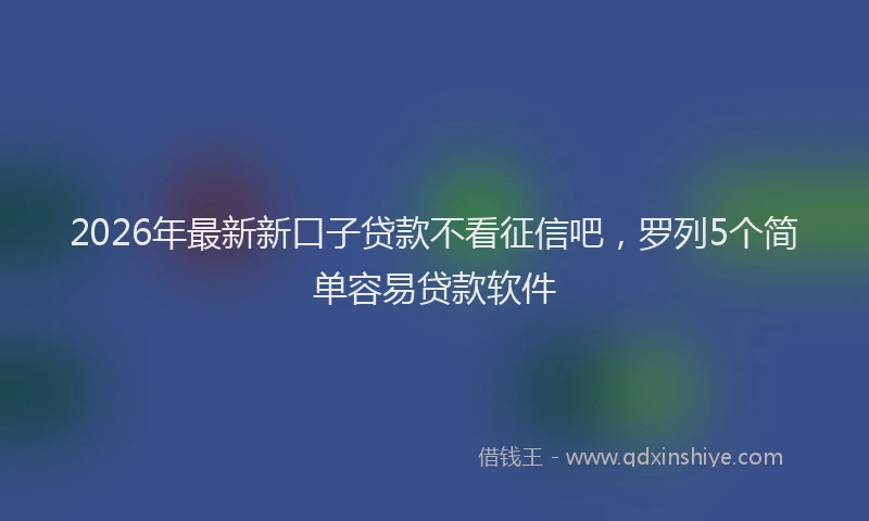 2026年最新新口子贷款不看征信吧，罗列5个简单容易贷款软件