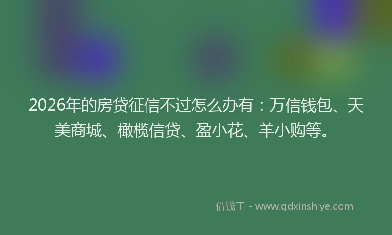 2026年的房贷征信不过怎么办有：万信钱包、天美商城、橄榄信贷、盈小花、羊小购等。