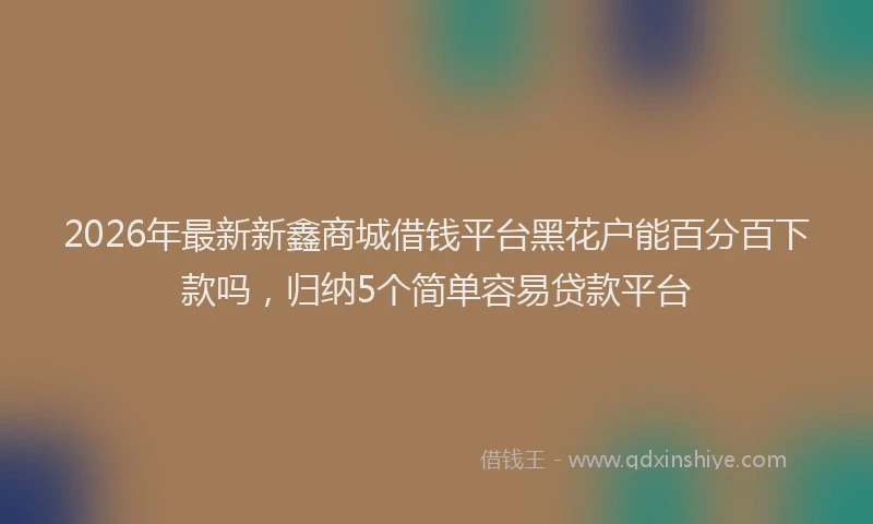 2026年最新新鑫商城借钱平台黑花户能百分百下款吗，归纳5个简单容易贷款平台