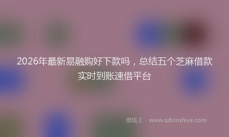 2026年最新易融购好下款吗，总结五个芝麻借款实时到账速借平台