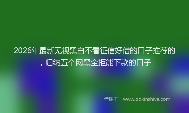 2026年最新无视黑白不看征信好借的口子推荐的，归纳五个网黑全拒能下款的口子