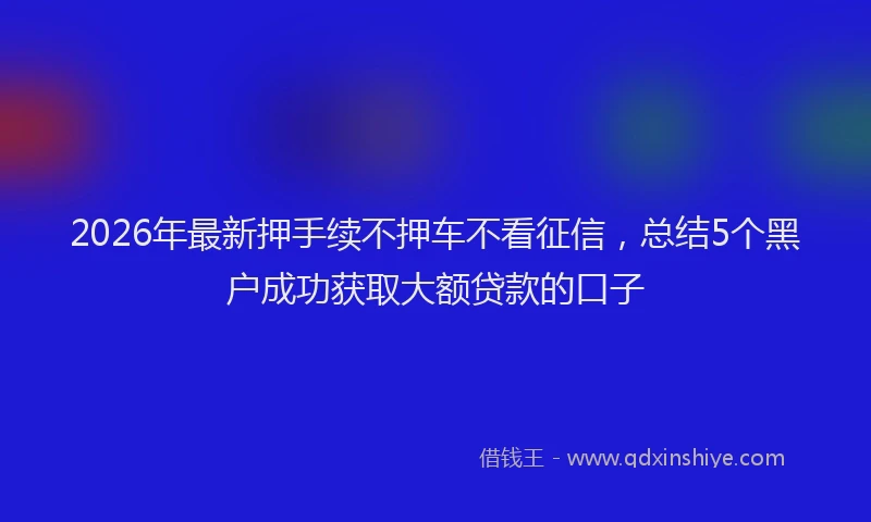 2026年最新押手续不押车不看征信，总结5个黑户成功获取大额贷款的口子