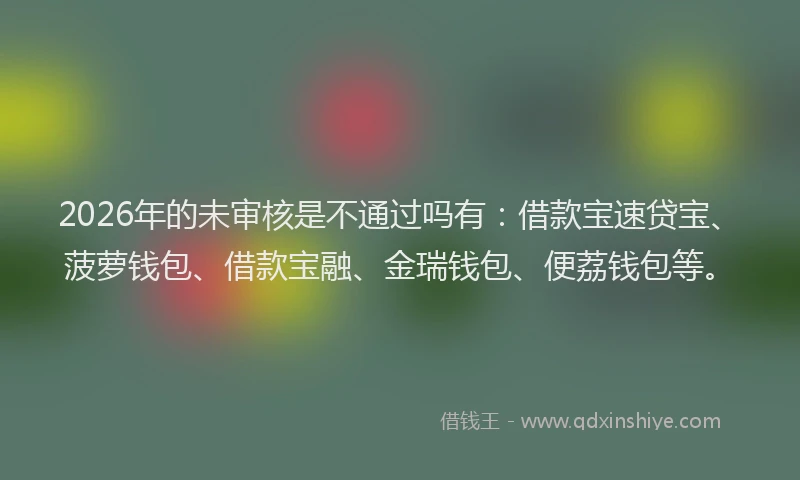 2026年的未审核是不通过吗有：借款宝速贷宝、菠萝钱包、借款宝融、金瑞钱包、便荔钱包等。