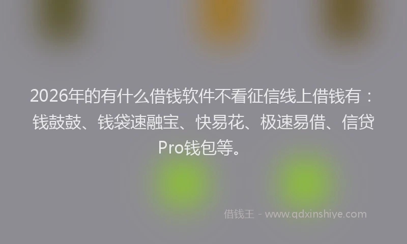 2026年的有什么借钱软件不看征信线上借钱有：钱鼓鼓、钱袋速融宝、快易花、极速易借、信贷Pro钱包等。