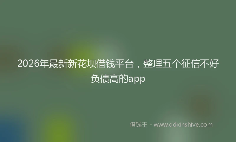 2026年最新新花坝借钱平台，整理五个征信不好负债高的app