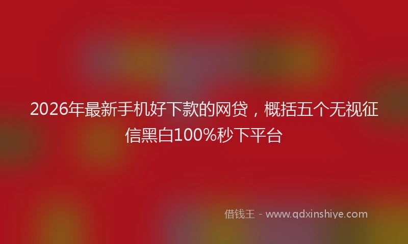 2026年最新手机好下款的网贷，概括五个无视征信黑白100%秒下平台