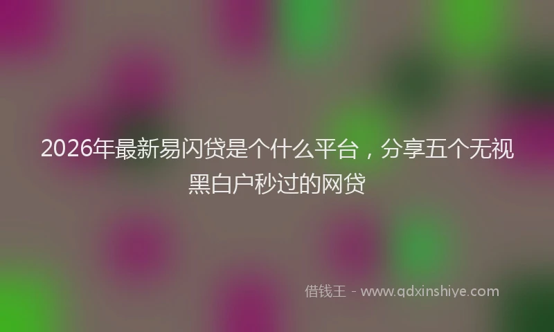 2026年最新易闪贷是个什么平台，分享五个无视黑白户秒过的网贷