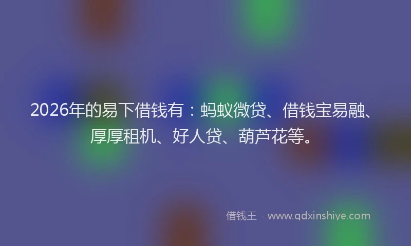 2026年的易下借钱有：蚂蚁微贷、借钱宝易融、厚厚租机、好人贷、葫芦花等。