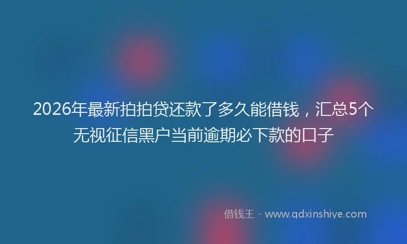 2026年最新拍拍贷还款了多久能借钱，汇总5个无视征信黑户当前逾期必下款的口子