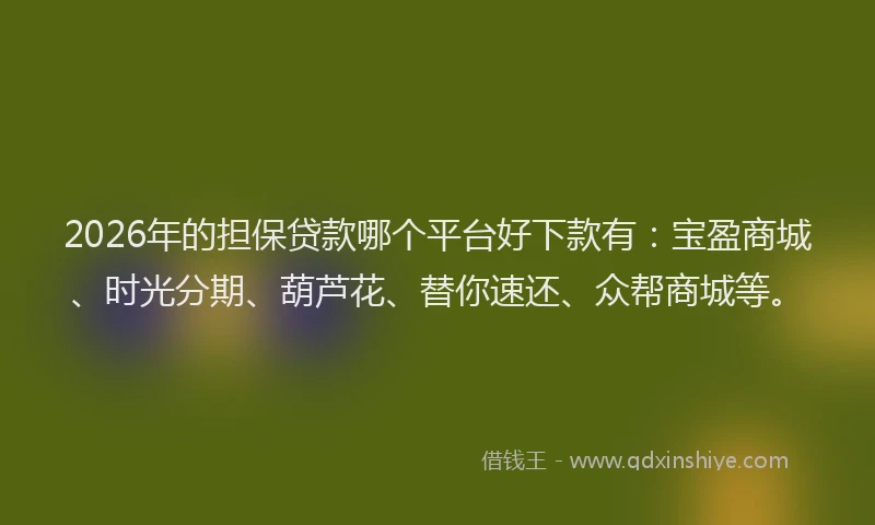 2026年的担保贷款哪个平台好下款有：宝盈商城、时光分期、葫芦花、替你速还、众帮商城等。