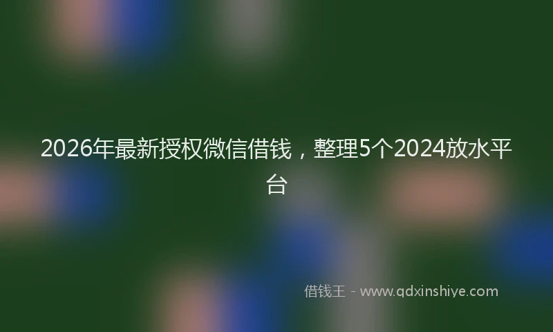 2026年最新授权微信借钱，整理5个2024放水平台