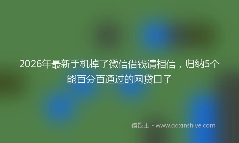2026年最新手机掉了微信借钱请相信，归纳5个能百分百通过的网贷口子