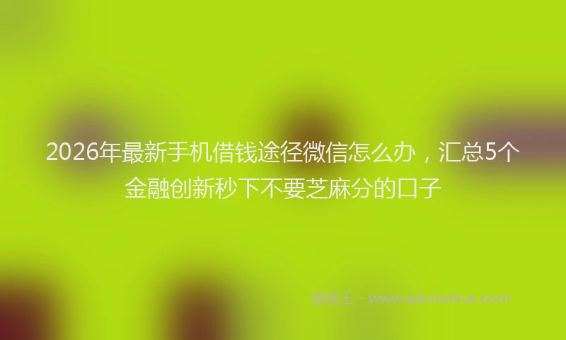 2026年最新手机借钱途径微信怎么办，汇总5个金融创新秒下不要芝麻分的口子