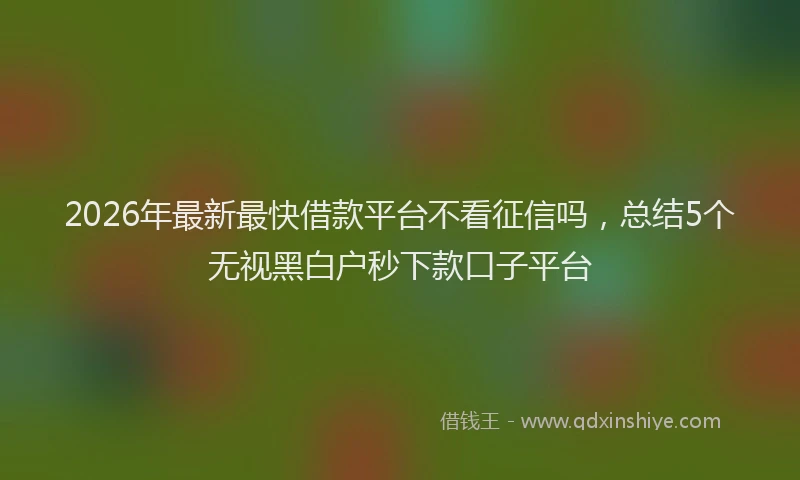 2026年最新最快借款平台不看征信吗，总结5个无视黑白户秒下款口子平台