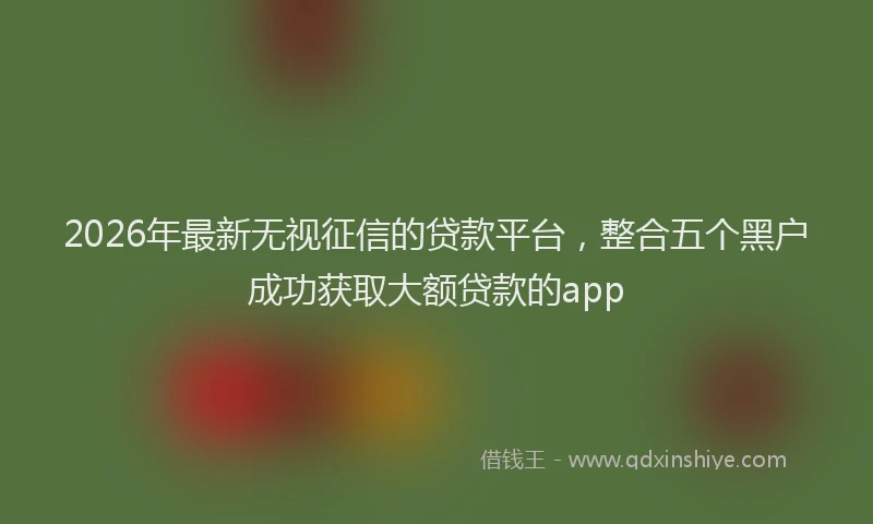 2026年最新无视征信的贷款平台，整合五个黑户成功获取大额贷款的app