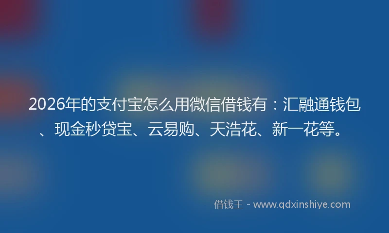 2026年的支付宝怎么用微信借钱有：汇融通钱包、现金秒贷宝、云易购、天浩花、新一花等。