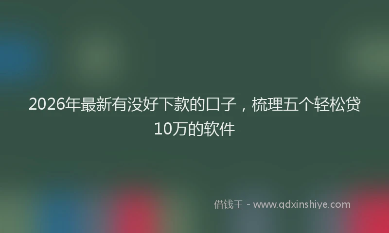 2026年最新有没好下款的口子，梳理五个轻松贷10万的软件