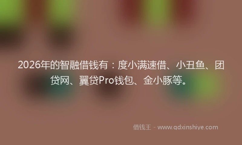 2026年的智融借钱有：度小满速借、小丑鱼、团贷网、翼贷Pro钱包、金小豚等。