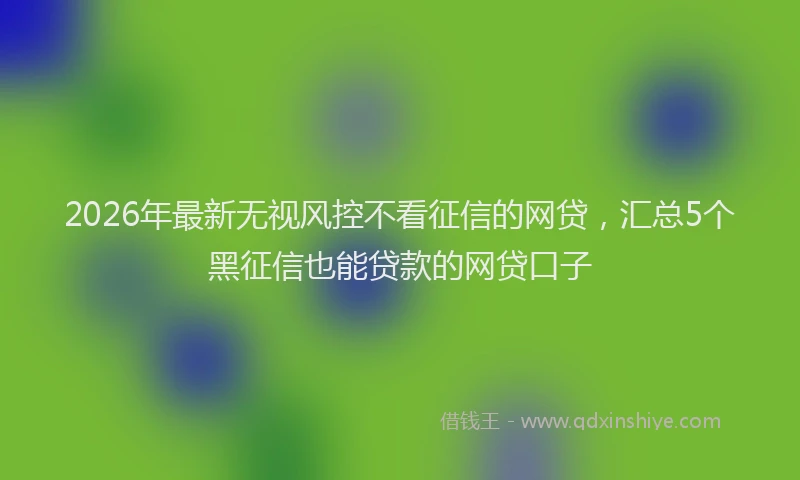 2026年最新无视风控不看征信的网贷，汇总5个黑征信也能贷款的网贷口子