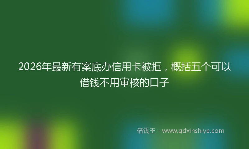 2026年最新有案底办信用卡被拒，概括五个可以借钱不用审核的口子