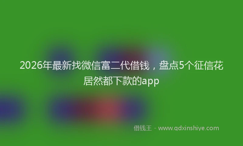 2026年最新找微信富二代借钱，盘点5个征信花居然都下款的app