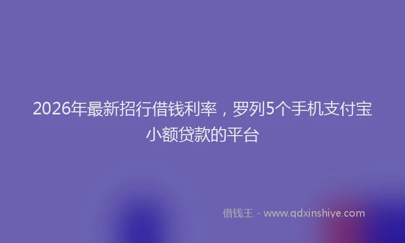 2026年最新招行借钱利率，罗列5个手机支付宝小额贷款的平台
