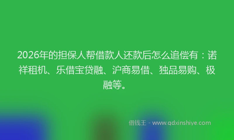 2026年的担保人帮借款人还款后怎么追偿有：诺祥租机、乐借宝贷融、沪商易借、独品易购、极融等。