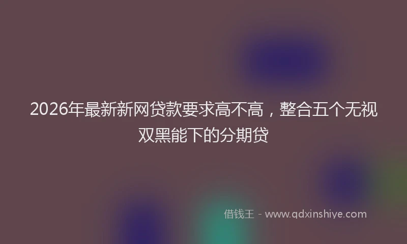 2026年最新新网贷款要求高不高，整合五个无视双黑能下的分期贷