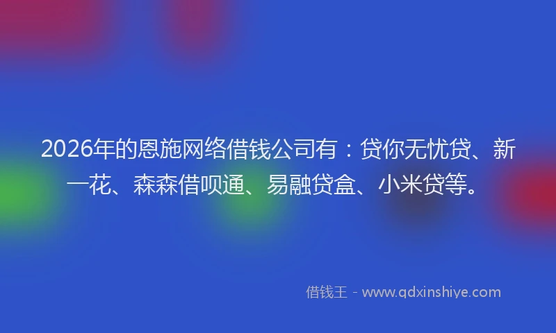 2026年的恩施网络借钱公司有：贷你无忧贷、新一花、森森借呗通、易融贷盒、小米贷等。