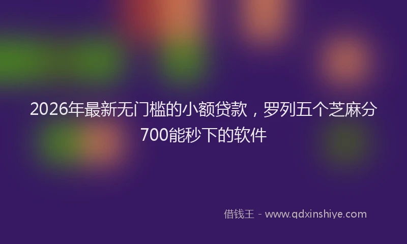 2026年最新无门槛的小额贷款，罗列五个芝麻分700能秒下的软件