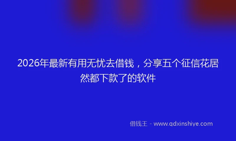 2026年最新有用无忧去借钱，分享五个征信花居然都下款了的软件