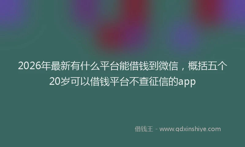 2026年最新有什么平台能借钱到微信，概括五个20岁可以借钱平台不查征信的app