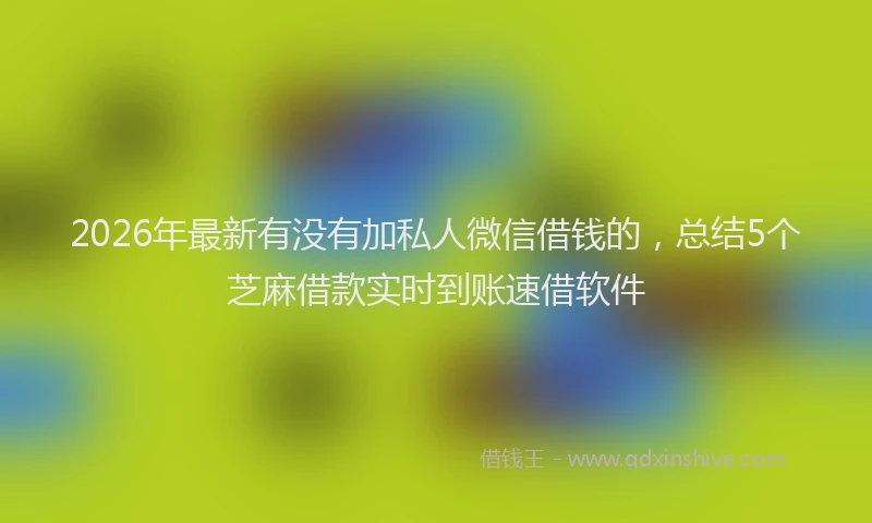 2026年最新有没有加私人微信借钱的，总结5个芝麻借款实时到账速借软件