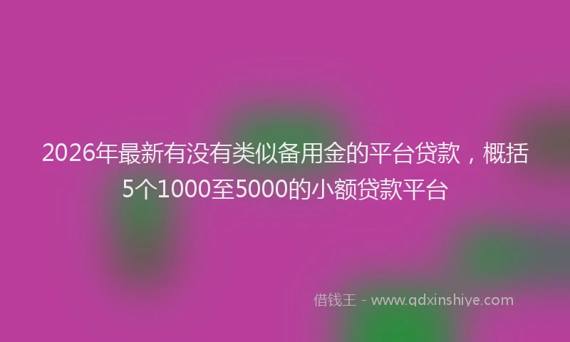 2026年最新有没有类似备用金的平台贷款，概括5个1000至5000的小额贷款平台