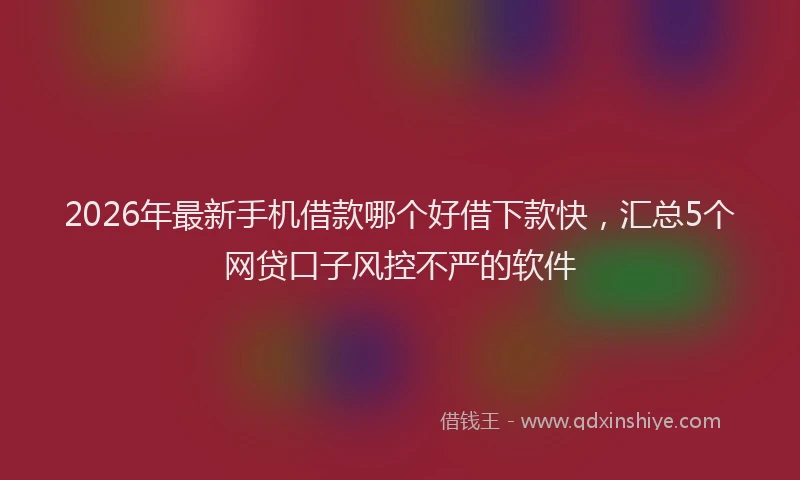 2026年最新手机借款哪个好借下款快，汇总5个网贷口子风控不严的软件