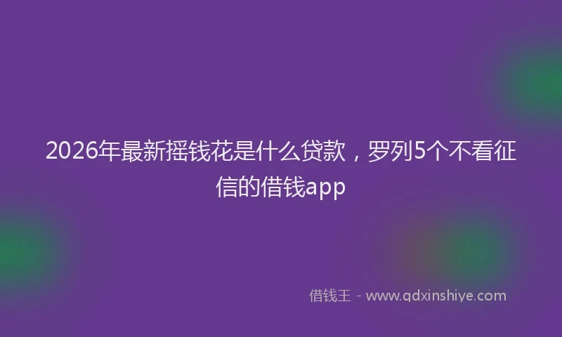2026年最新摇钱花是什么贷款，罗列5个不看征信的借钱app