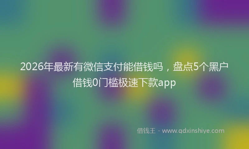 2026年最新有微信支付能借钱吗，盘点5个黑户借钱0门槛极速下款app