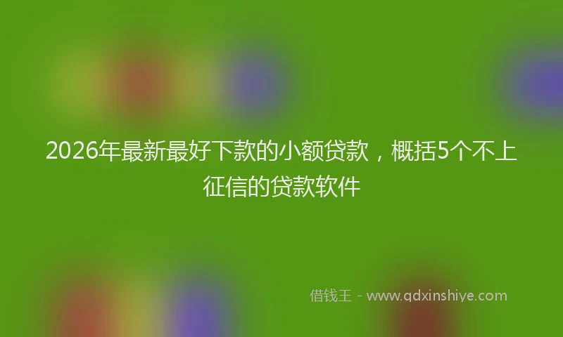 2026年最新最好下款的小额贷款，概括5个不上征信的贷款软件