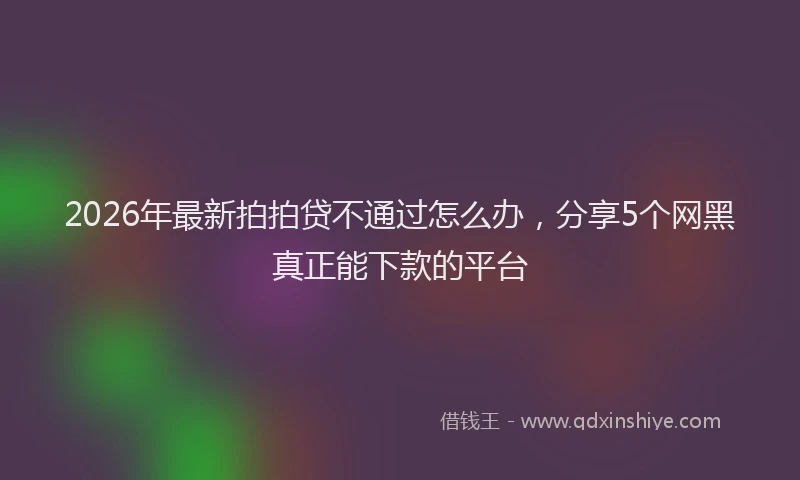 2026年最新拍拍贷不通过怎么办，分享5个网黑真正能下款的平台