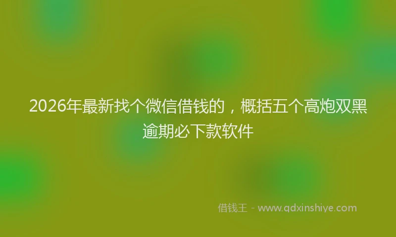 2026年最新找个微信借钱的，概括五个高炮双黑逾期必下款软件