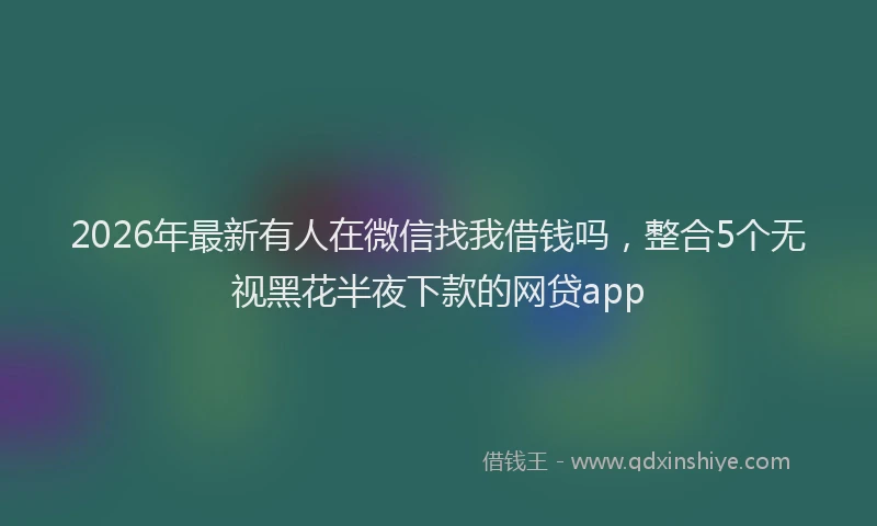 2026年最新有人在微信找我借钱吗，整合5个无视黑花半夜下款的网贷app