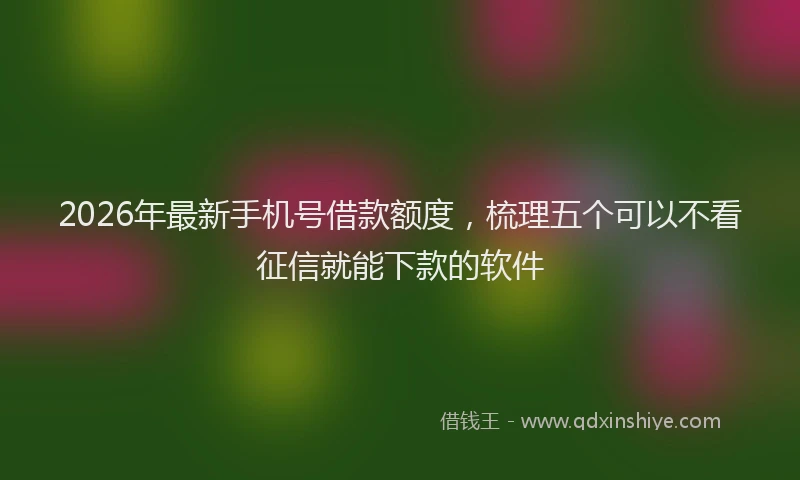 2026年最新手机号借款额度，梳理五个可以不看征信就能下款的软件