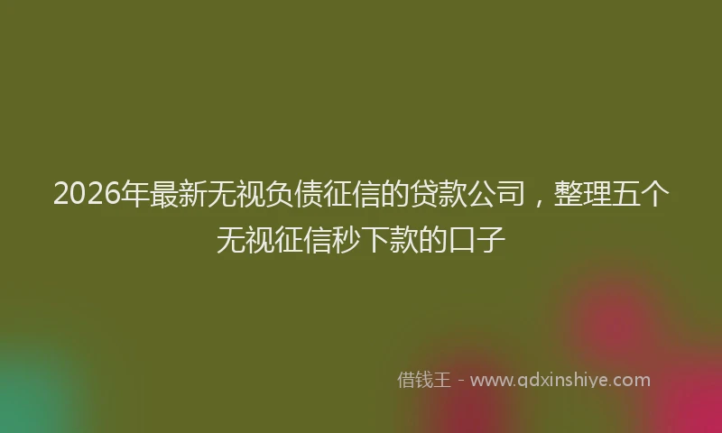 2026年最新无视负债征信的贷款公司，整理五个无视征信秒下款的口子