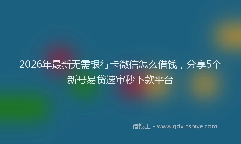 2026年最新无需银行卡微信怎么借钱，分享5个新号易贷速审秒下款平台