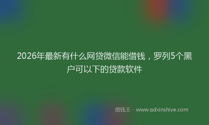 2026年最新有什么网贷微信能借钱，罗列5个黑户可以下的贷款软件