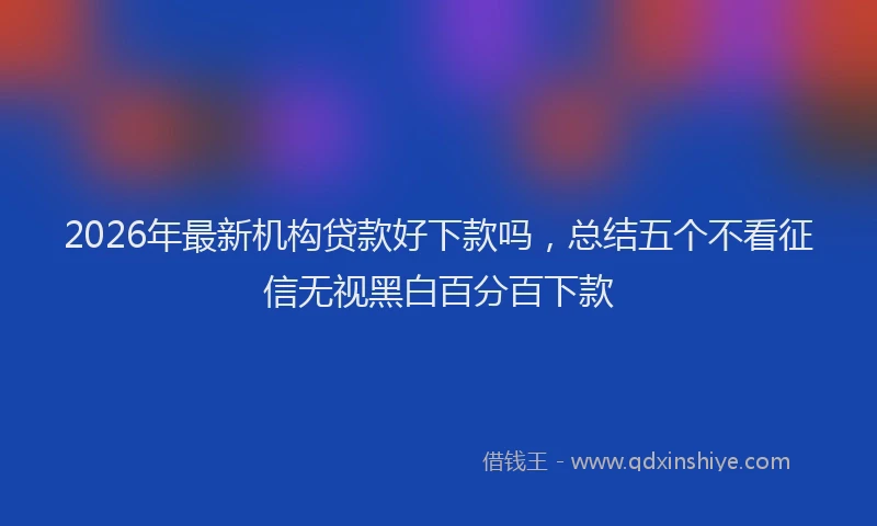2026年最新机构贷款好下款吗，总结五个不看征信无视黑白百分百下款