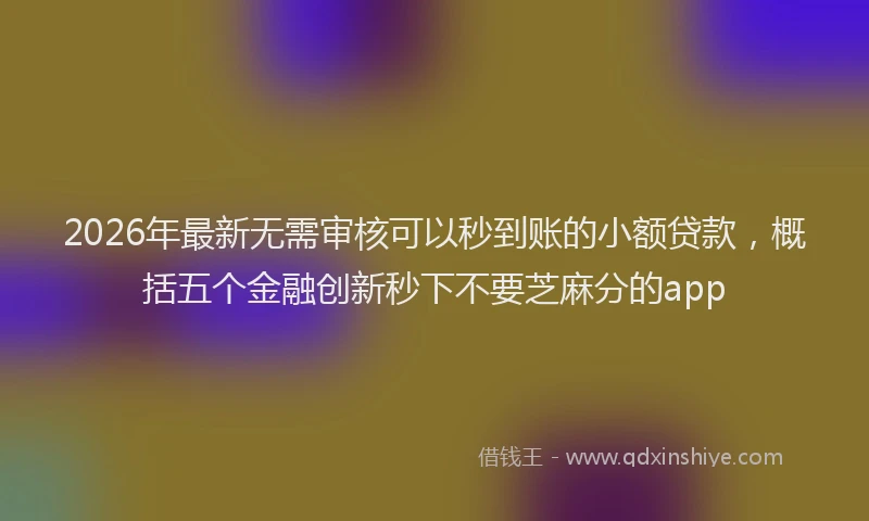 2026年最新无需审核可以秒到账的小额贷款，概括五个金融创新秒下不要芝麻分的app