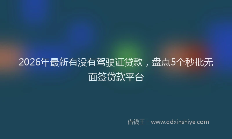 2026年最新有没有驾驶证贷款，盘点5个秒批无面签贷款平台