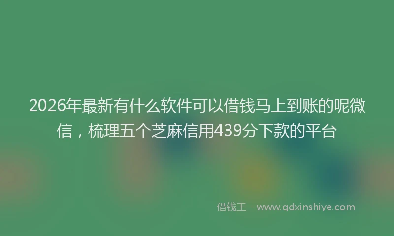 2026年最新有什么软件可以借钱马上到账的呢微信，梳理五个芝麻信用439分下款的平台