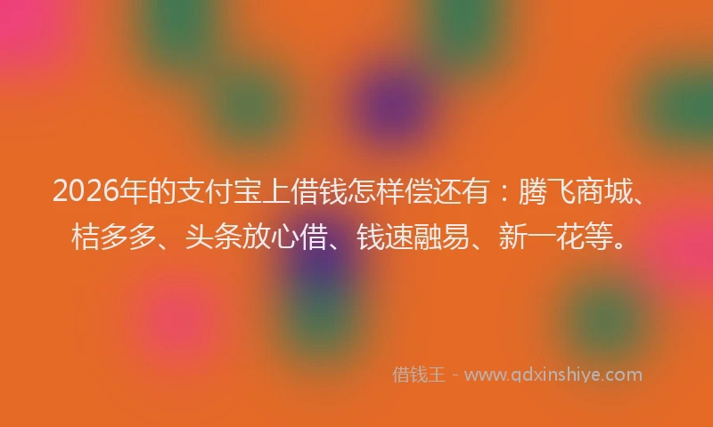 2026年的支付宝上借钱怎样偿还有：腾飞商城、桔多多、头条放心借、钱速融易、新一花等。